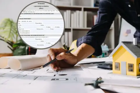 Wniosek o pozwolenie na budowę. Zastanawiasz się, ile kosztuje pozwolenie na budowę? Dokumentacja i formularze na biurku.